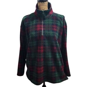 Mountain Lake Fleece Pullover Plaid Quarter Zip Cozy Comfy Top‎ M